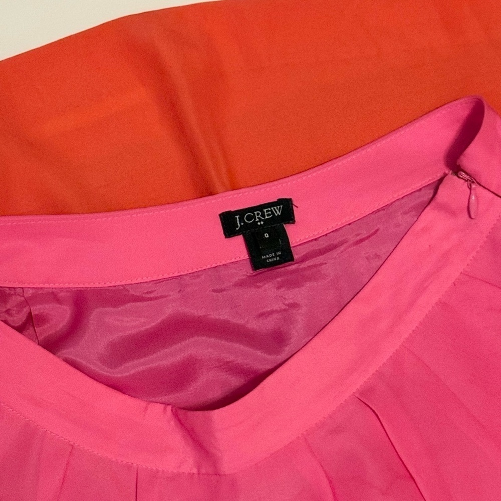J Crew Colorblock Bright Pink and Orange Women's Summer Mini Skirt- Size 0 - Picture 4 of 5